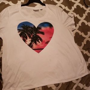 White Tshirt w/ Glitter heart